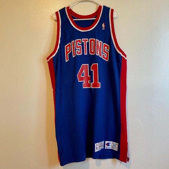 Vintage 90s Mark West Team Issued Detroit Pistons NBA Basketball Jersey Mens 50 - Picture 1 of 7